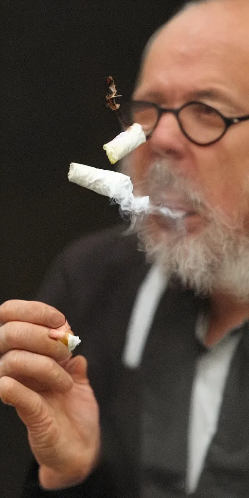 Image similar to the judge from Phoenix Write, smoking a cig