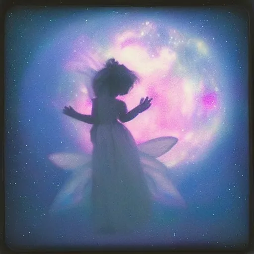 Image similar to astral fairy in the night sky, polaroid photo, perfect photo, photo pinterest