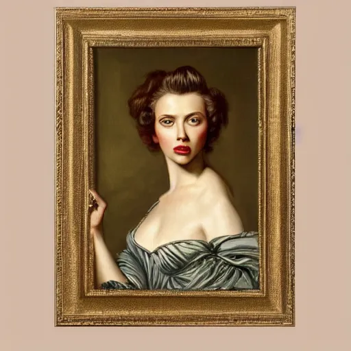 Image similar to portrait of scarlett johansson, 1 8 century painting