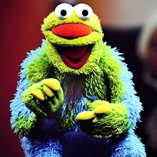 Image similar to the rock as a muppet on sesame street