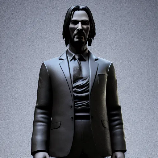 Image similar to highly detailed render of 3d keanu reeves statue, Unreal engine 4k in the style of Beeple, artstation art