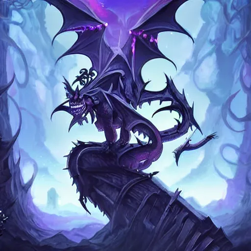 Image similar to 💀 🐉 🦇 🟣 , fantasy digital art, magical background in the style of hearthstone artwork