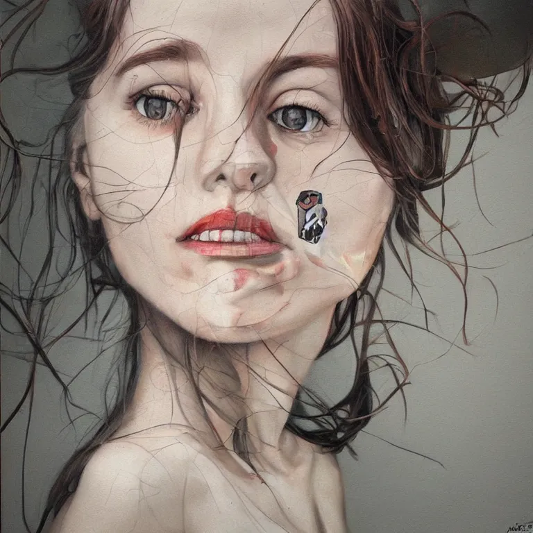 Image similar to Street-art portrait of Carice Anouk van Houten in style of Etam Cru, photorealism