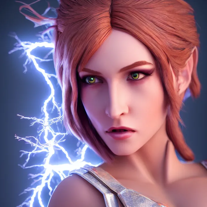 Prompt: photograph of a real-life beautiful lightning queen . Extremely detailed. 8k