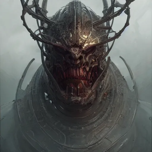 Prompt: mechanical demon, elden ring, concept art, smooth, sharp focus, beautifully detailed, photorealistic intricate, grimdark, symmetrical, 4 k, trending on artstation by greg rutkowski