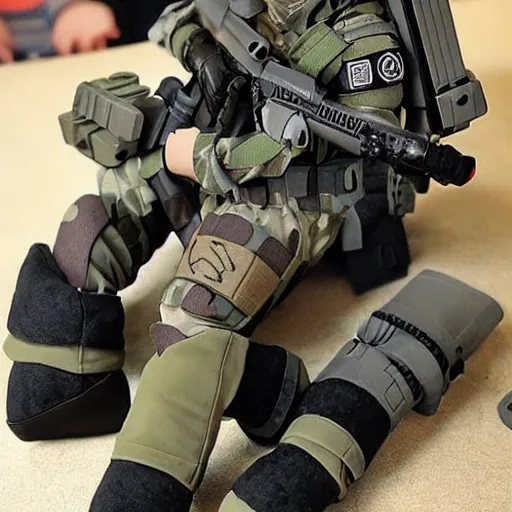 Image similar to cute fumo plush of a girl from a special commando unit, kawaii anime girl