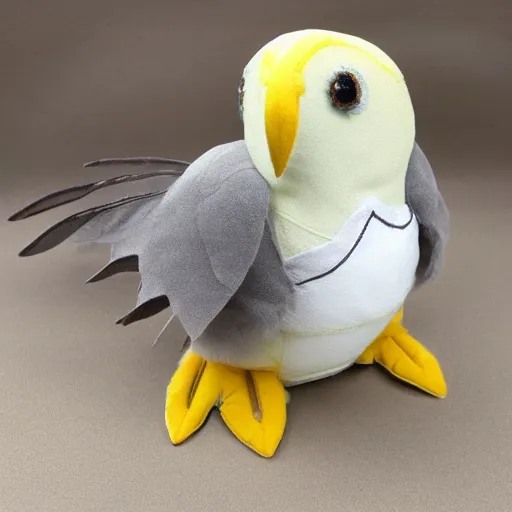 Image similar to a cute gryphon seagull plush doll