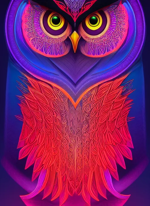 Image similar to symmetry!! product render poster vivid colors divine proportion owl, divine, glowing fog intricate, elegant, highly detailed, digital painting, artstation, concept art, smooth, sharp focus, illustration,