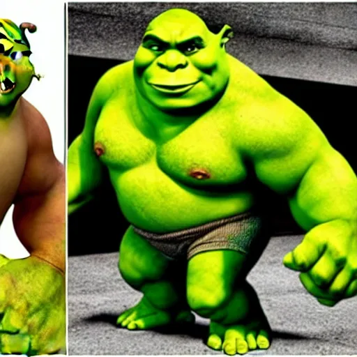 Image similar to shrek vs hulk