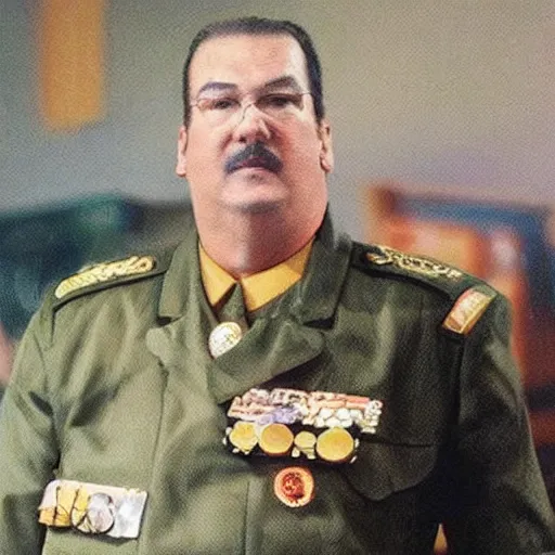 Image similar to Steven Seagal dressed as a soviet commander, realistic portrait.