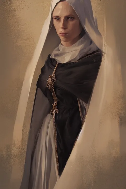 Prompt: catherine of siena by Greg Rutkowski, painting, portrait, trending on artstation