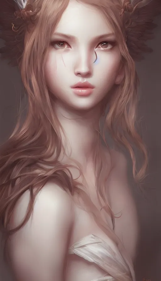Image similar to angelic young female | | seductive - fine - face, pretty face, key visual, realistic shaded perfect face, fine details by stanley artgerm lau, wlop, nekro, james jean, andrei riabovitchev, marc simonetti, and sakimichan, trending on artstation