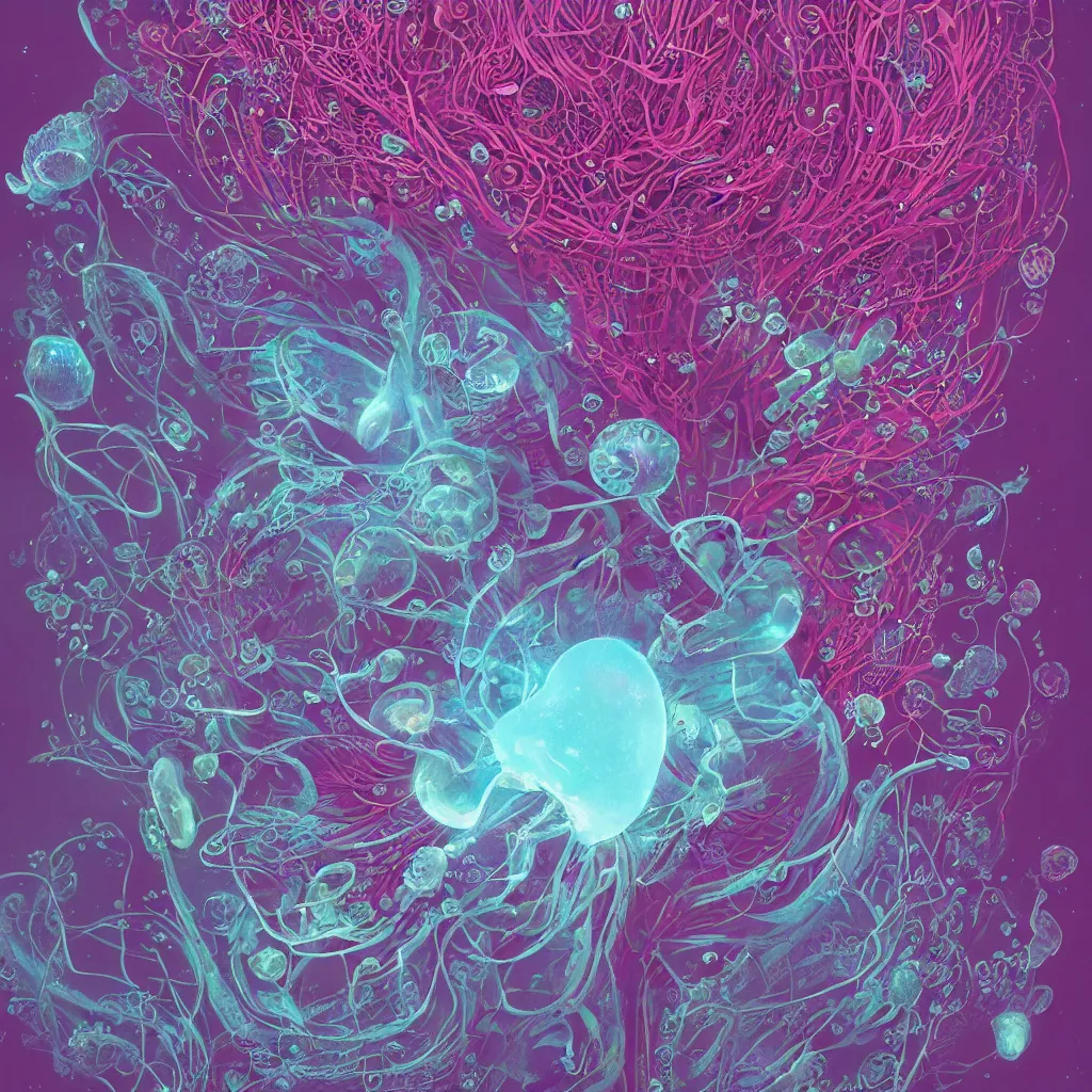 Prompt: close-up portrait goddess brain, x-ray, backbone, jellyfish phoenix head, nautilus, orchid, betta fish, bioluminiscent creatures, dark deep complex air bubbles in background, intricate artwork by Tooth Wu and wlop and beeple. octane render, trending on artstation, greg rutkowski very coherent symmetrical artwork. cinematic, high contrast, hyper realism, high detail, octane render, 8k