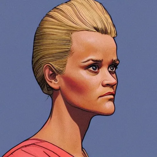 Prompt: “ reese witherspoon retro minimalist portrait by jean giraud, moebius starwatcher comic, sharp, smooth face, 8 k ”