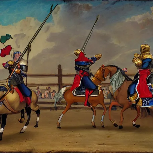 Image similar to a jousting tournament, anime