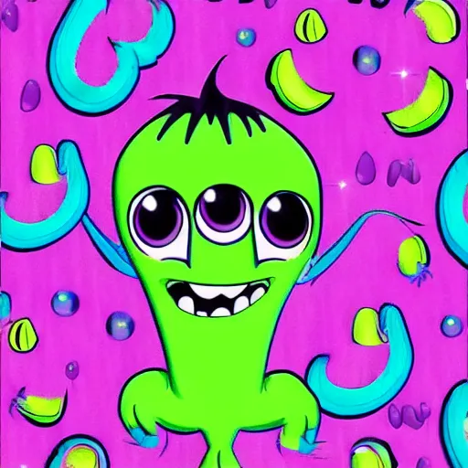 Image similar to boo from monsters inc, lisa frank style