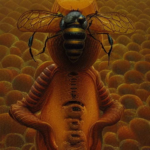 Image similar to bee honey made by zdzisław beksiński