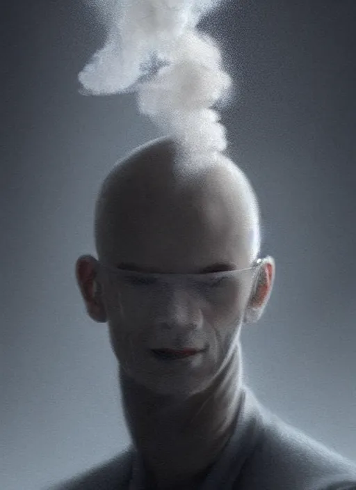 Image similar to portrait of finnish man made partly out of smoke, vanishhing slowly as an smoke to the air, realistic smoke, different smoke colors elegant, highly detailed, digital illustration, trending in artstation, trending in pinterest, glamor pose, concept art, smooth, sharp focus, art by artgerm and greg rutkowski