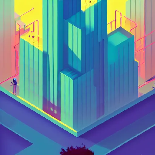Prompt: isometric cybercity, golden hour by petros afshar and christopher balaskas and marius borgeaud and kiliain eng, 3 0 mm, well proportioned, highly detailed, rule of thirds