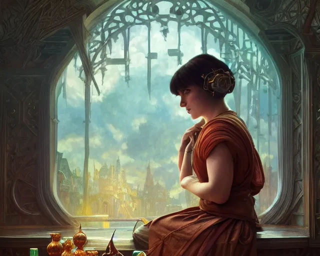 Prompt: photography of dora carrington, deep focus, d & d, fantasy, intricate, elegant, highly detailed, digital painting, artstation, concept art, matte, sharp focus, illustration, hearthstone, art by artgerm and greg rutkowski and alphonse mucha