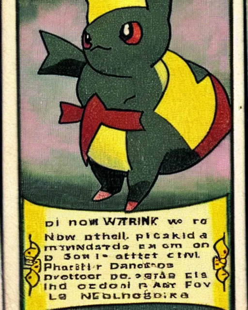 Prompt: a pokemon card from the 1 9 1 0 s