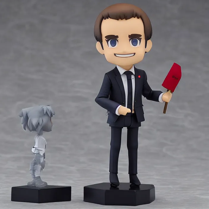 Image similar to prompt is! dream emmanuel macron, an anime nendoroid of emmanuel macron, figurine, detailed product photo