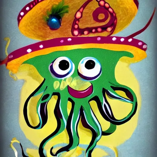 Prompt: octopus with a sombrero