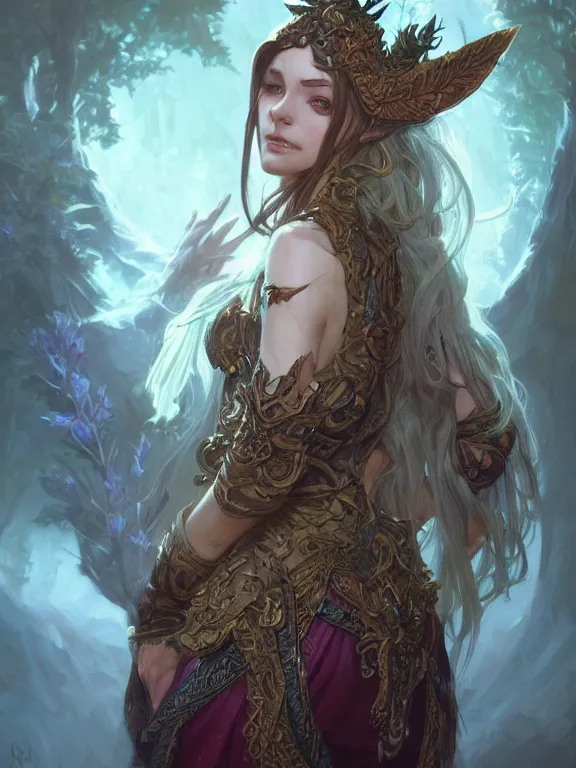 Image similar to world of warcraft elven druid, fantasy, intricate, elegant, highly detailed, digital painting, artstation, concept art, wallpaper, smooth, sharp focus, illustration, art by artgerm and greg rutkowski and alphonse mucha