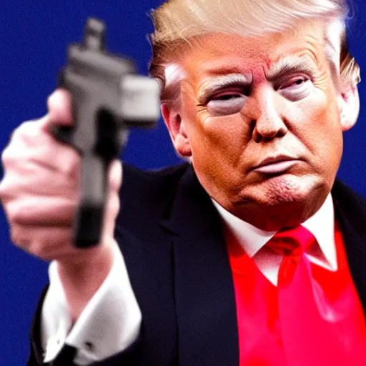 Image similar to donald trump holding a gun