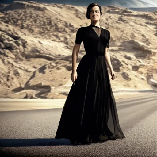 Image similar to Marion Cotillard wearing an elegant black dress in a James Bond movie, 4k Bluray screenshot