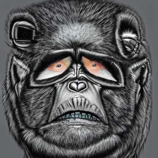 Prompt: Manbearpig is half man half bear half pig I'm super cereal beautiful stunning portrait by benoit mandelbrot and hr giger