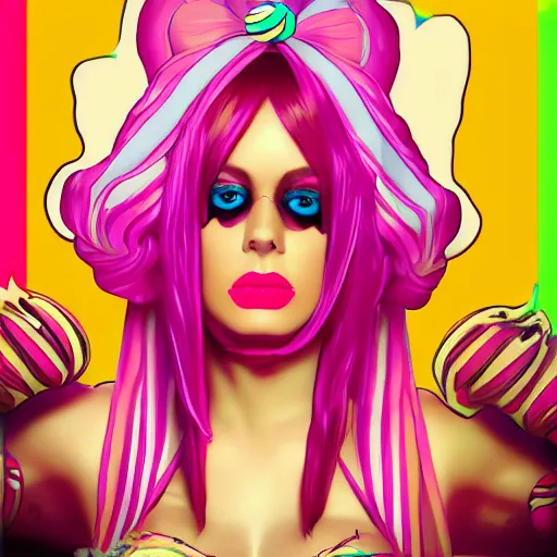 Prompt: candypunk character design, photographic portrait,