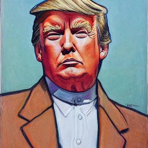 Prompt: donald trump painted by ferdinand hodler