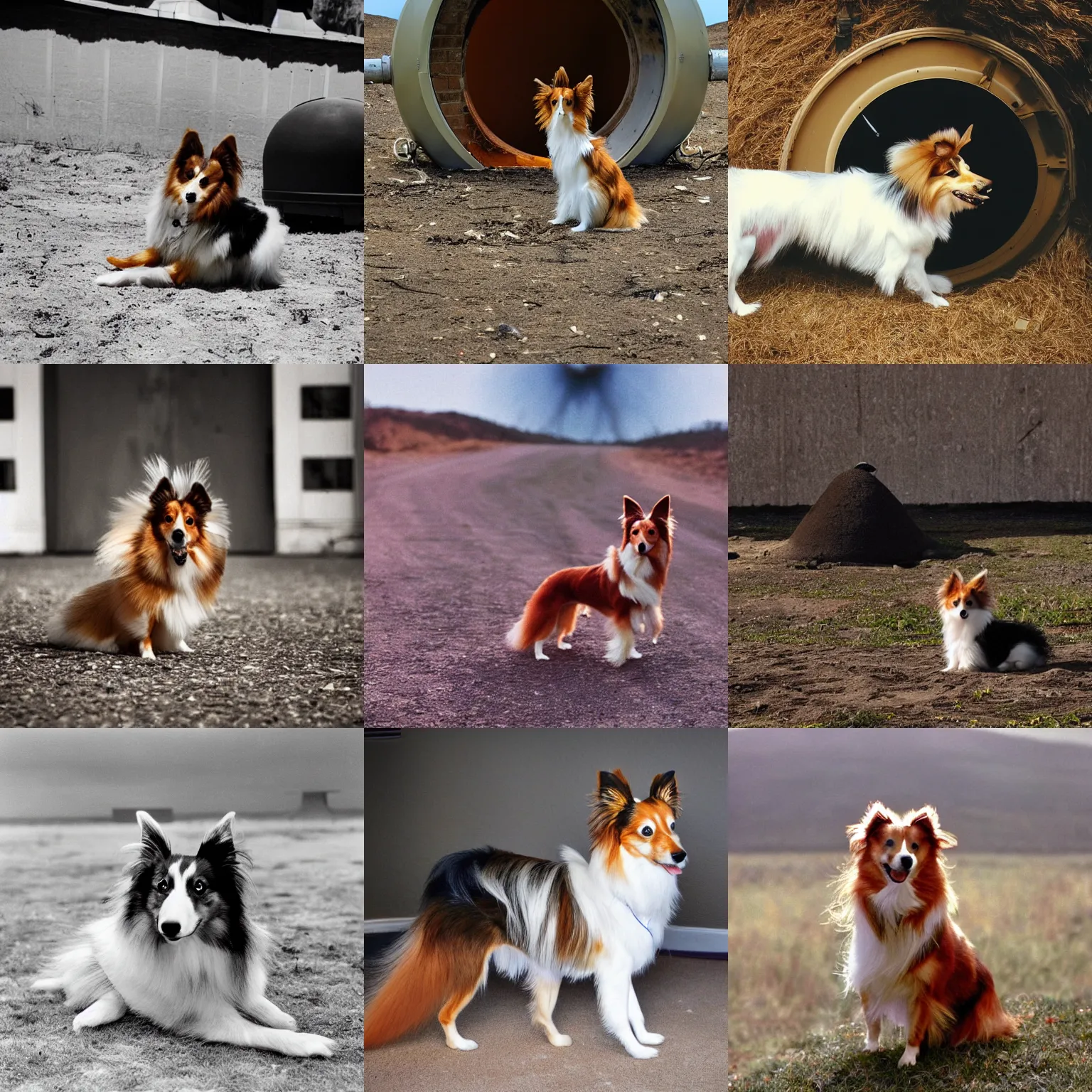 Prompt: a sheltie inside a nuclear explosion