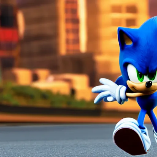 Image similar to 3 d render of sonic, realistic, 8 k, unreal engine