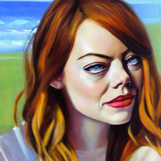 Image similar to emma stone, oil painting, renascentist