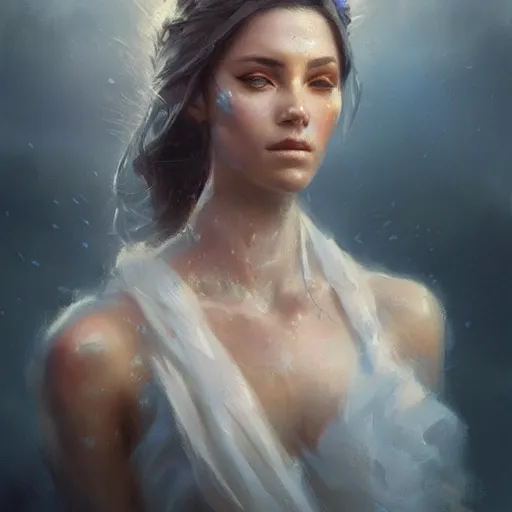 Image similar to a beautiful portrait of a goddess by Greg Rutkowski and Raymond Swanland, Trending on Artstation, ultra realistic digital art