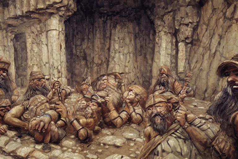 Prompt: sumerian underground city ancient dwarves, drawn by viktor vasnetsov, dwarven dungeons, cities of mesopotamia, moriya, oil painting, harsh fairy tale, soft style, hyperrealism, beautiful, high resolution, trending on artstation, 8 k, 4 k,