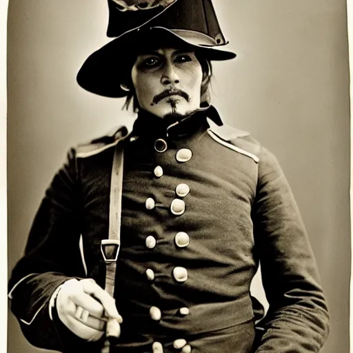 Prompt: johnny depp as a civil war soldier, photograph