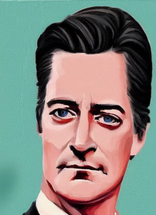 Image similar to portrait of kyle maclachlan as dale cooper by mike saputo