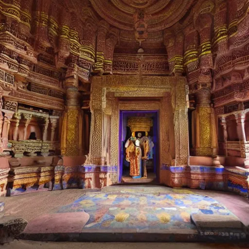 Prompt: a portal, opening in a huge ancient indian temple