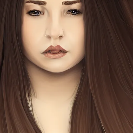 Prompt: 3 0 years old woman : : dark straight hair : : slightly overweight : : brown medieval cloting, natural materials : : high detail, digital art, illustration, realistic