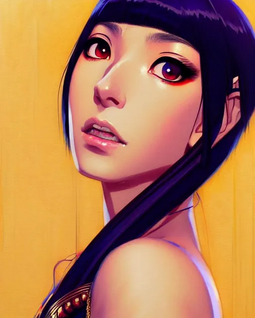 Image similar to portrait of cleopatra | | very very anime!!!, fine - face, audrey plaza, realistic shaded perfect face, fine details. anime. realistic shaded beautiful lighting poster by ilya kuvshinov katsuhiro otomo ghost - in - the - shell, magali villeneuve, artgerm, jeremy lipkin and michael garmash and rob rey