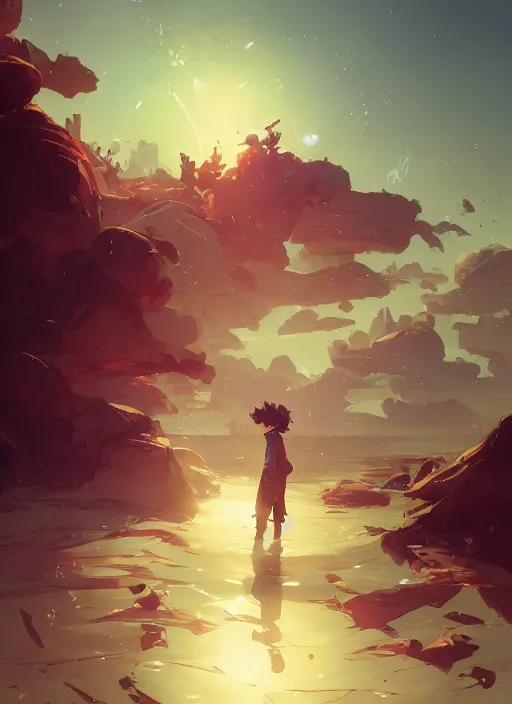 Image similar to overwhelmed with floating thoughts behance hd artstation by jesper ejsing, by rhads, makoto shinkai and lois van baarle, ilya kuvshinov, ossdraws, that looks like it is from borderlands and by feng zhu and loish and laurie greasley, victo ngai, andreas rocha