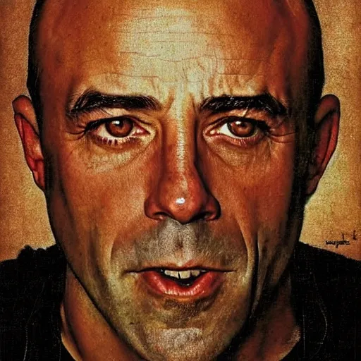 Prompt: joe rogan by norman rockwell