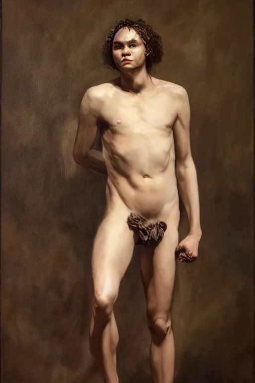 Image similar to Frank Dillane as a satyr, full body, oil on canvas, intricate, portrait, 8k highly professionally detailed, HDR, CGsociety