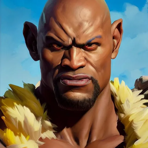 Prompt: greg manchess portrait painting of fierce foundation aka dwayne the rock from fortnite as overwatch character, medium shot, asymmetrical, profile picture, organic painting, sunny day, matte painting, bold shapes, hard edges, street art, trending on artstation, by huang guangjian, gil elvgren, ruan jia, greg rutkowski, gaston bussiere