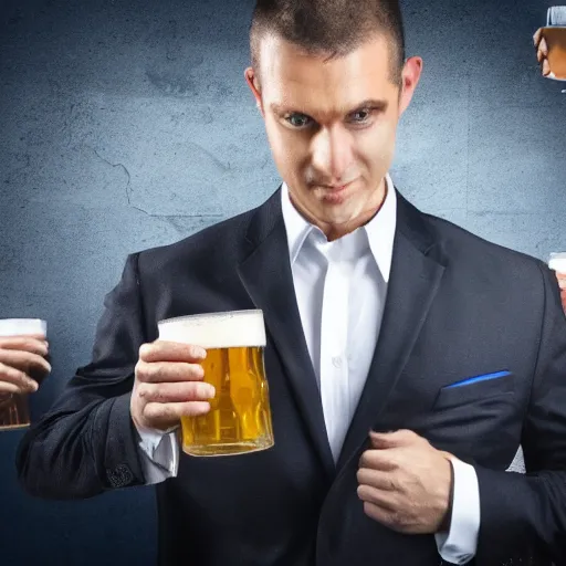 Image similar to Agent of FBI drinking beer, 4k, party