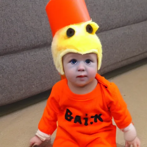 Image similar to cute baby chick dressed as an inmate