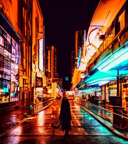 Image similar to cityscape, lowlight neon lights, cinematic,4k,35mm,street photo, epic
